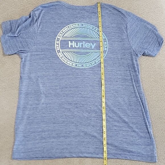 Hurley Heather Blue Logoed Short Sleeve T-Shirt - Size Large - Picture 8 of 10